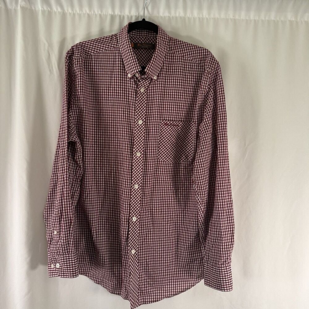 Ben Sherman Dress Shirt Men's XL Red Plaid Long Sleeve Button Up Collared
